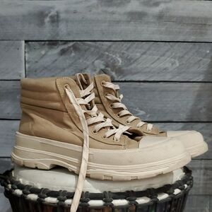 MIA Tan Sneakers with Sturdy Canvas Design Chunky Combat Grunge Bloke Military